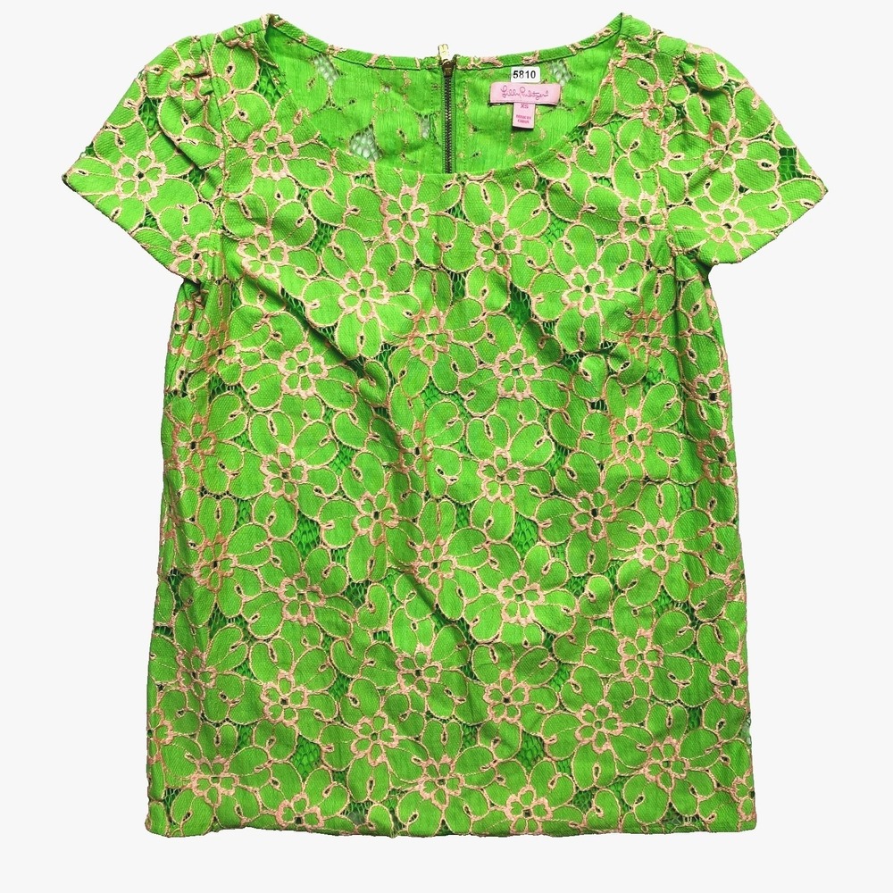 Lilly Pulitzer Blouse Womens Extra Small Short Sleeve Floral Top